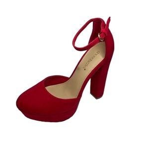 Zapatos De Tacón Grueso Color Rojos